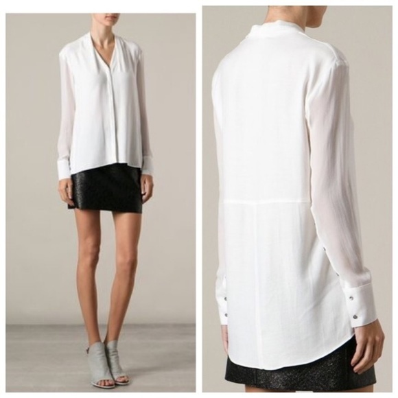 Helmut Lang Tops - Helmut Lang Morse sheer sleeve top